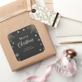 Modern Gold Merry Christmas Holiday Sticker Fyrkantigt Klistermärke