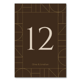 Modern Gold Ornaments Dark Brown Wedding Bordsnummer