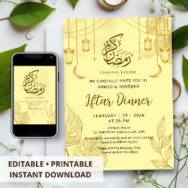 Modern Gold Palm Leaf & Crescent Iftar Dinner Inbjudningar