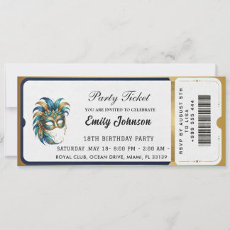 Modern gold party ticket invitations  inbjudningar