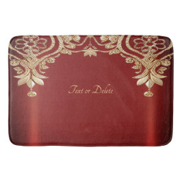Modern Gold Red Floral Bath Mat Badrumsmatta