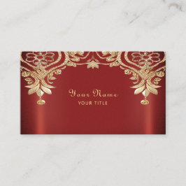 Modern Gold Red Floral Business Card Visitkort