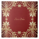 Modern Gold Red Floral Ceramic Tile Kakelplatta<br><div class="desc">Beautiful Modern Gold Red Floral Ceramic Tile</div>