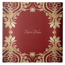 Modern Gold Red Floral Ceramic Tile Kakelplatta