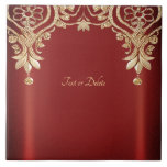 Modern Gold Red Floral Ceramic Tile Kakelplatta<br><div class="desc">Beautiful Modern Gold Red Floral Ceramic Tile</div>