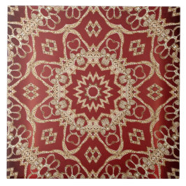 Modern Gold Red Floral Ceramic Tile Kakelplatta