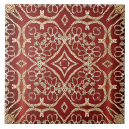 Modern Gold Red Floral Ceramic Tile Kakelplatta