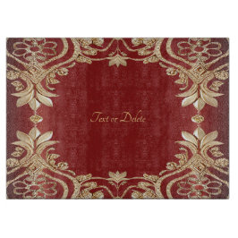Modern Gold Red Floral Cutting Board
