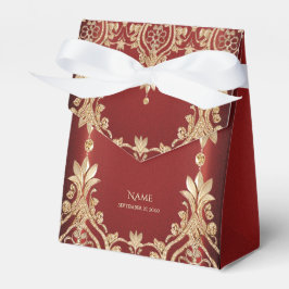 Modern Gold Red Floral Favor Box Presentaskar