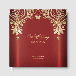 Modern Gold Red Floral Guest Book Gästböcker