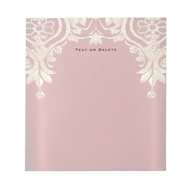 Modern Gold Red Floral Notepad Anteckningsblock (Framsida)