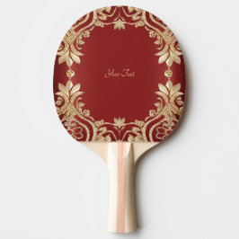 Modern Gold Red Floral Ping Pong Paddle Pingisracket