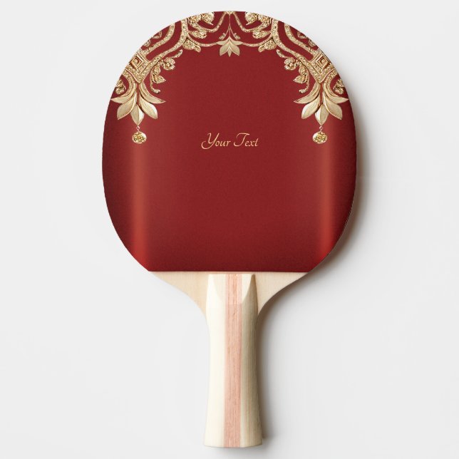 Modern Gold Red Floral Ping Pong Paddle Pingisracket (Framsidan)