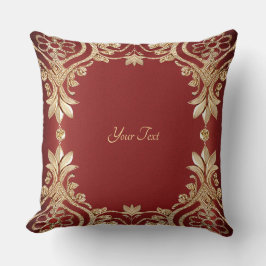 Modern Gold Red Floral Throw Pillow Kudde
