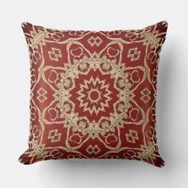 Modern Gold Red Floral Throw Pillow Kudde