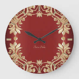Modern Gold Red Floral Wall Clock Stor Klocka
