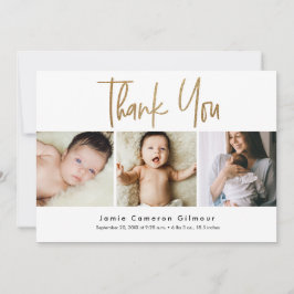 Modern Gold Script Newborn Baby Photo Collage Meddelande