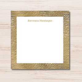 Modern Gold Texture Border Personalized Name Anteckningskort