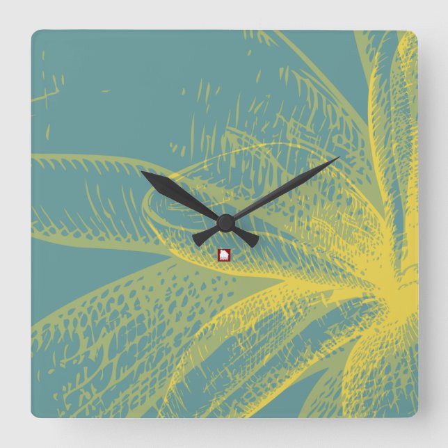 Modern Goldden Flower Paint 1 Acrylic Print Fyrkantig Klocka (Framsida)