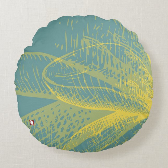 Modern Goldden Flower Paint 1 av RD Rund Kudde (Framsidan)