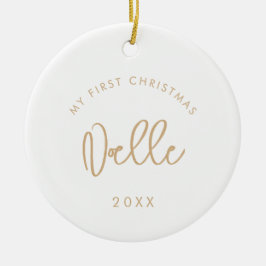 Modern Golden Baby första julfoto Julgransprydnad Keramik