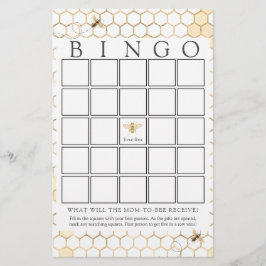 Modern Golden Bee Baby Bingo-spelkort
