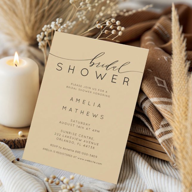 Modern Golden Beige Bridal Shower Inbjudningar (Skapare uppladdad)
