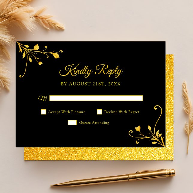 Modern Golden Black Minimalist Quinceanera OSA Kort (Skapare uppladdad)