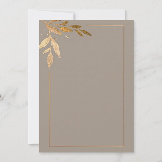 Modern Golden blommigt och ram Inbjudningar (Framsida)