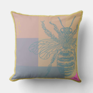 Modern Golden Blue Bee Kudde