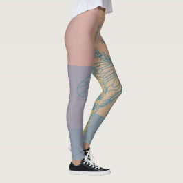 Modern Golden Blue Bee Leggings