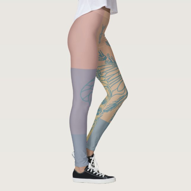 Modern Golden Blue Bee Leggings (Höger)