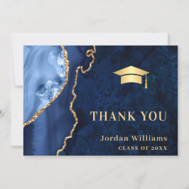 Modern Golden Blue Marble Agate Studenten Tack Kort