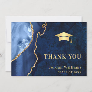 Modern Golden Blue Marble Agate Studenten Tack Kort