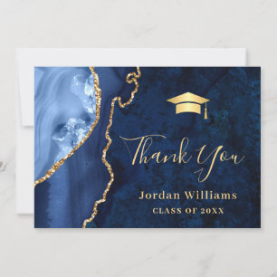 Modern Golden Blue Marble Agate Studenten Tack Kort