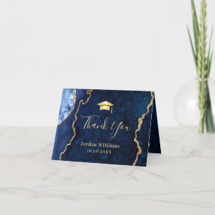 Modern Golden Blue Marble Agate-Studentfest Tack Kort