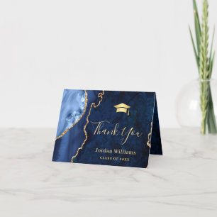Modern Golden Blue Marble Agate-Studentfest Tack Kort