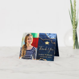 Modern Golden Blue Marble Agate-Studentfest Tack Kort