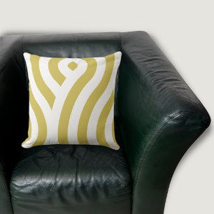 Modern Golden-Brown & White Wave Mönster Kudde