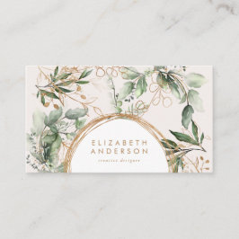 Modern Golden Circles Eucalyptus Corporate Visitkort