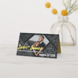 Modern Golden Diamond Bröllop-Anpassningsbar, foto Placeringskort