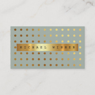 Modern Golden Dots Mint Pastel Vip Golden Foil Visitkort