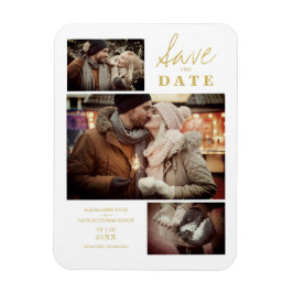 Modern Golden Effect 3 Anpassningsbar Foton Bröllo Magnet