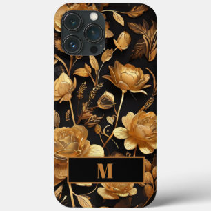 Modern Golden Flowers Initial Minimal