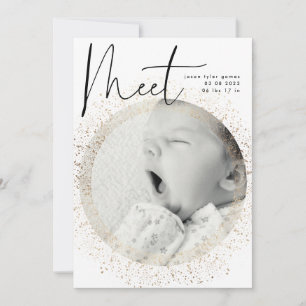 Modern Golden Foil Boho Elegant Snö Photo Birth