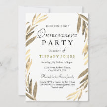 Modern Golden Guld Löv Quinceanera Party Inbjudan