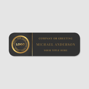 Modern Golden Logotyp Corporate Professionell Empl Namnbricka