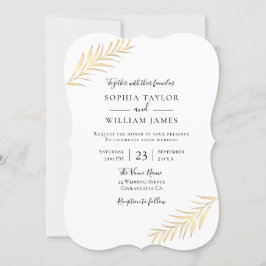 Modern Golden Löv alla sjöar Bröllop Inbjudningar