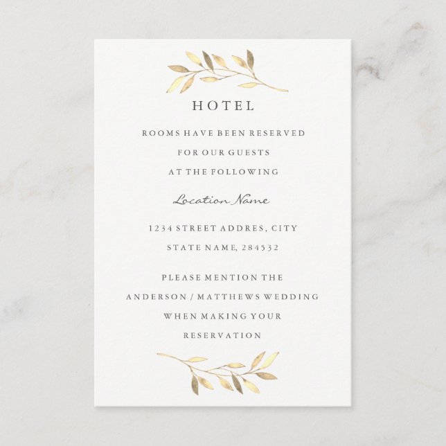 Modern Golden Löv Hotel-bostad i Bröllop Tilläggskort (Framsida)