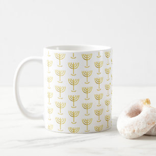 Modern Golden Menorah Mönster Kaffemugg